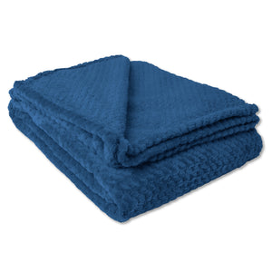 Flannel Fleece Waffle Blanket Light Navy