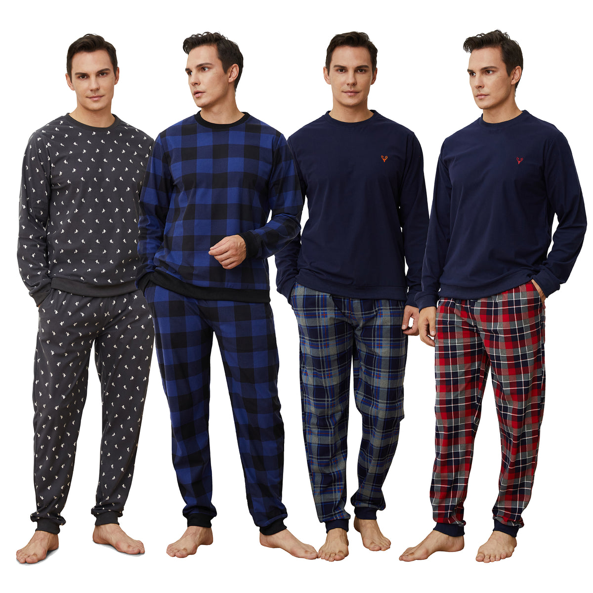 Mens LS Pyjamas Set - Fake Cotton Blue checks
