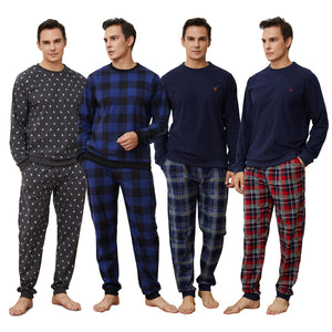 Mens LS Pyjamas Set - Fake Cotton Blue checks