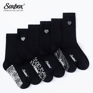 Womens 6PK Soxbox Embroidery Socks