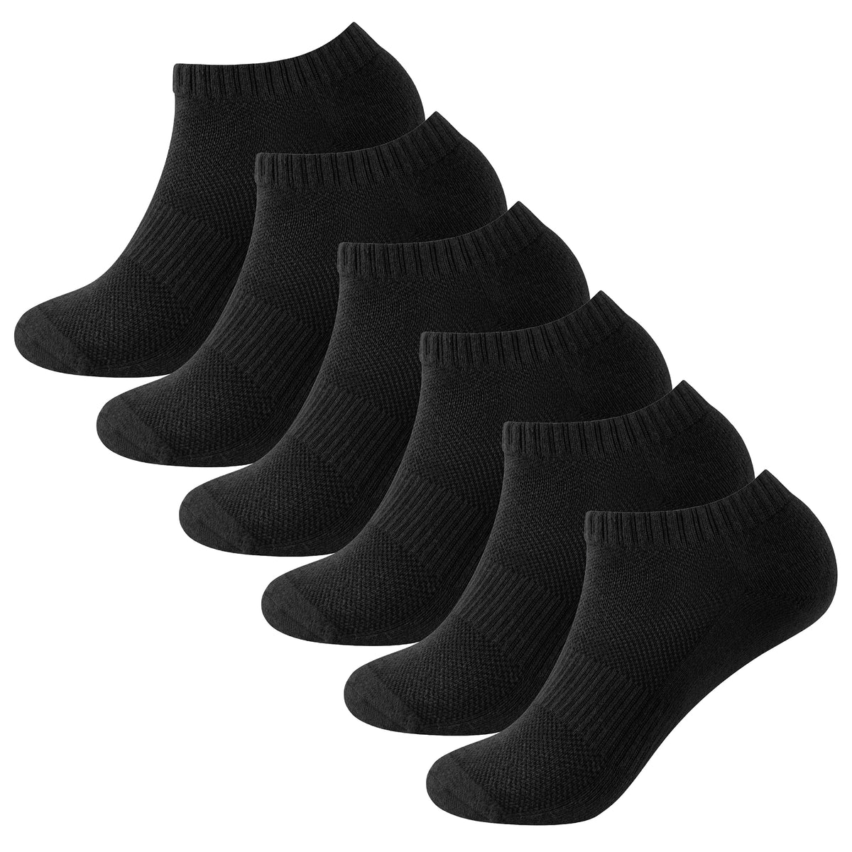 Mens Black 6 Pack Half Terry Trainer Socks