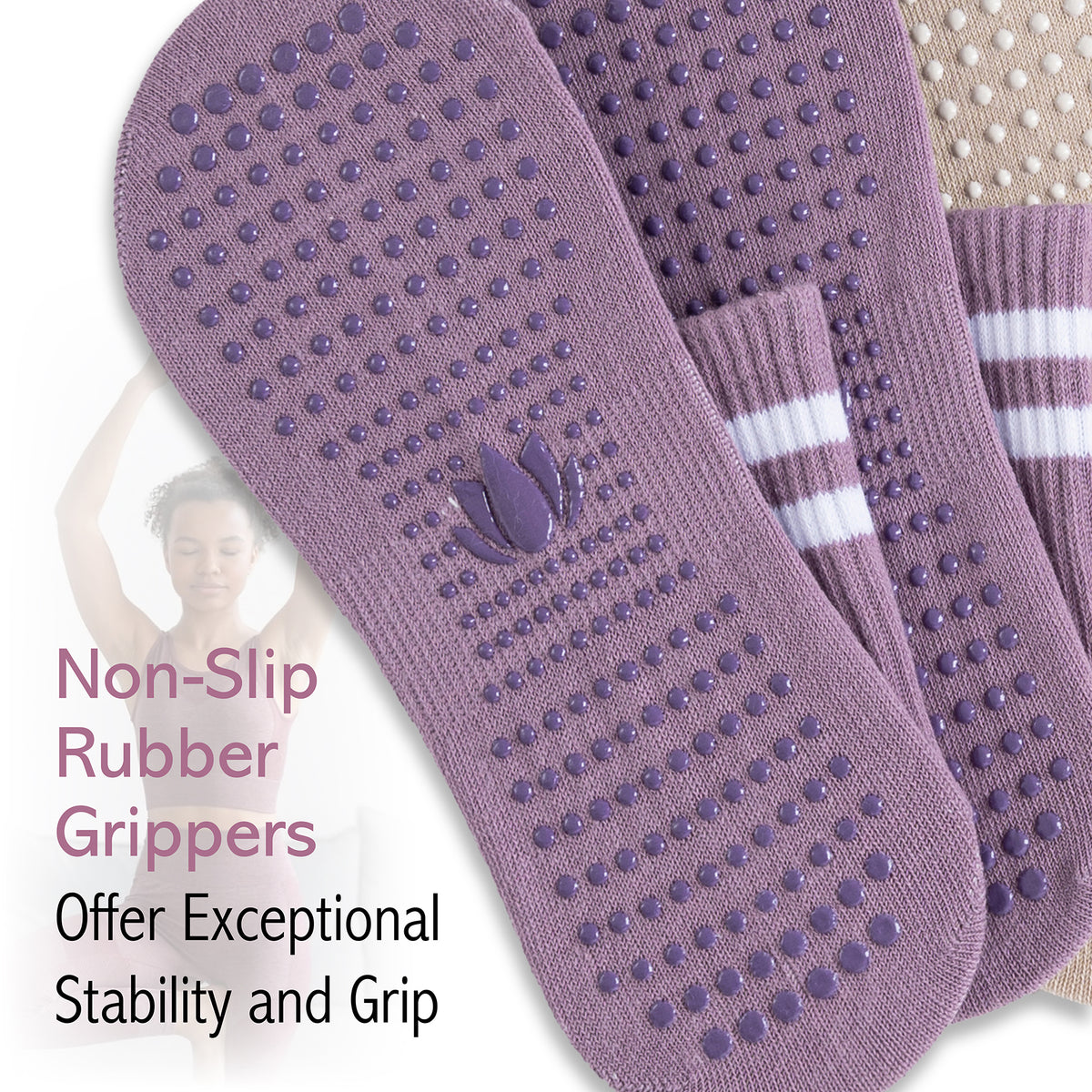 Womens 4pk Yoga & Pilates Pastel Ankle Socks