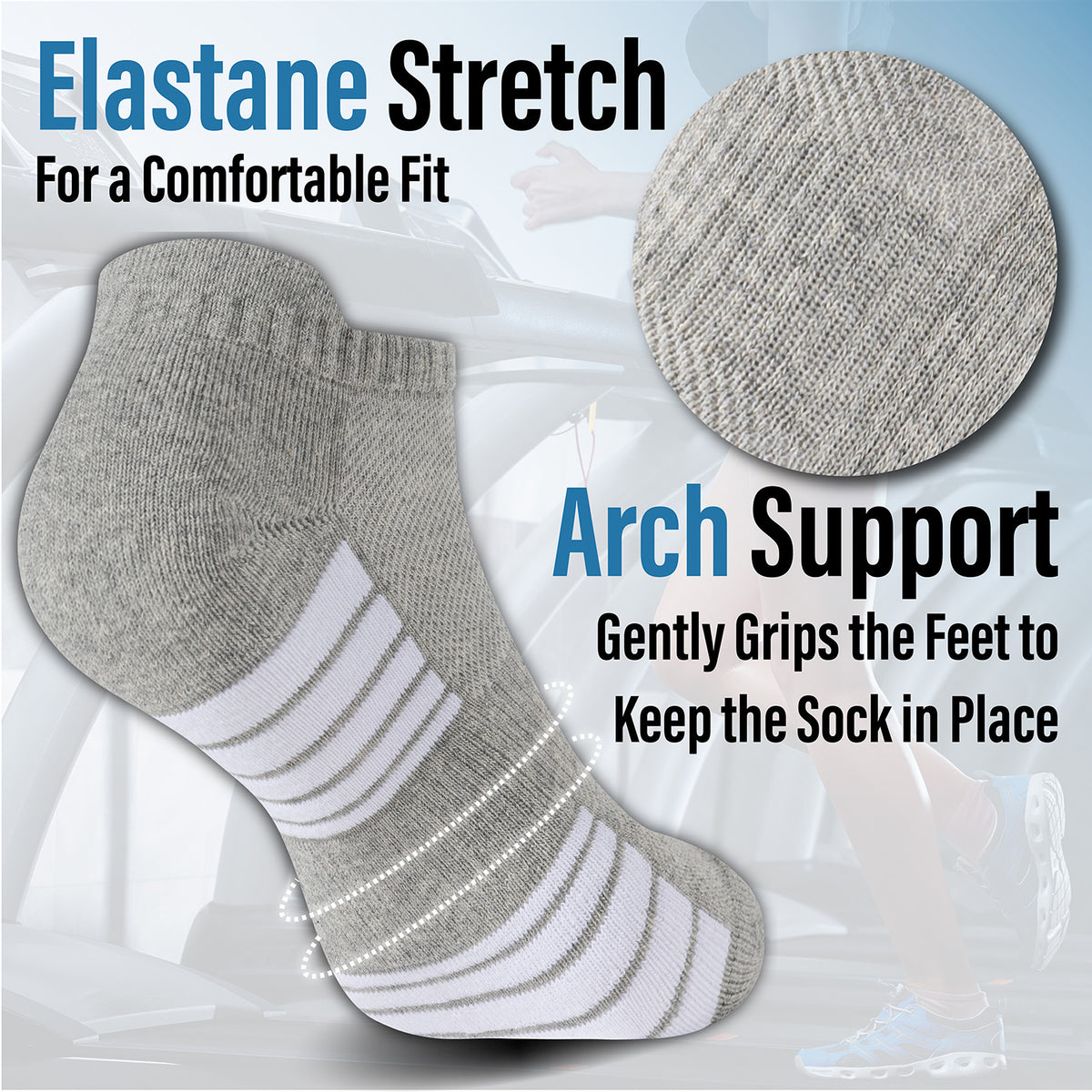 Womens 12pk Half Terry White/Grey Striped Trainer Socks