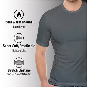 Mens Thermal Underwear Short Sleeve Top Slate Grey