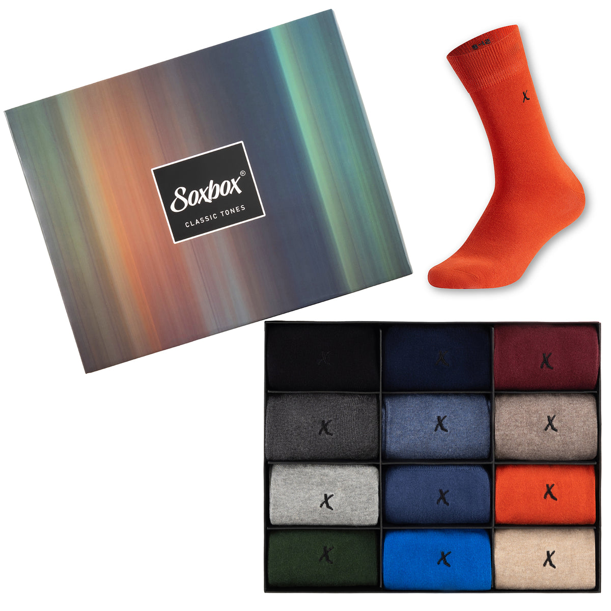 Mens 12PK Assorted Embroidery Socks - Soxbox