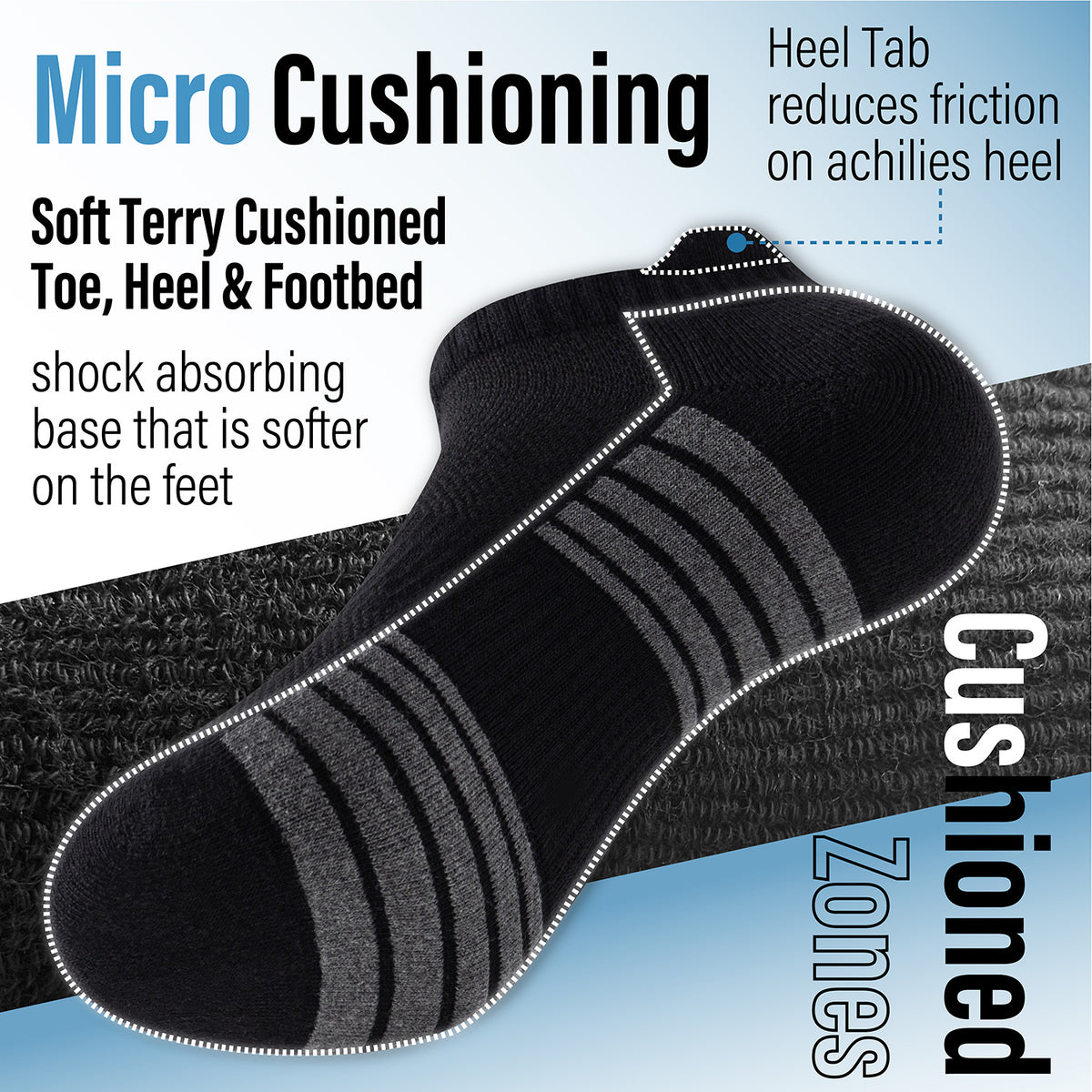 Womens 12 Pack Half Terry Trainer Socks (Black Striped)