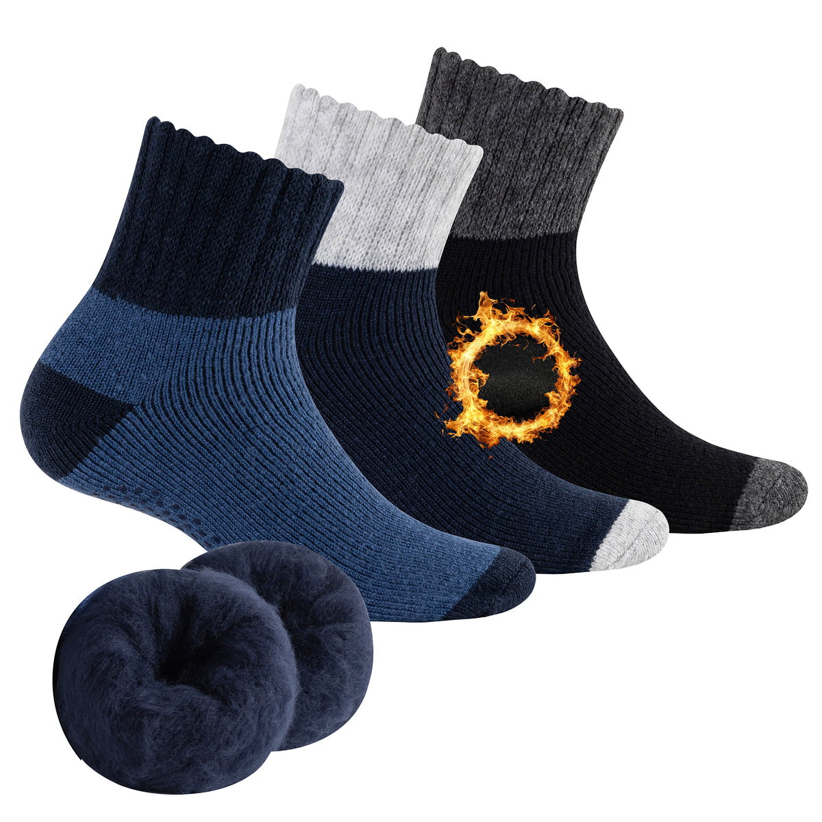Mens 3 Pack Brushed Lounge Socks Tonal Black