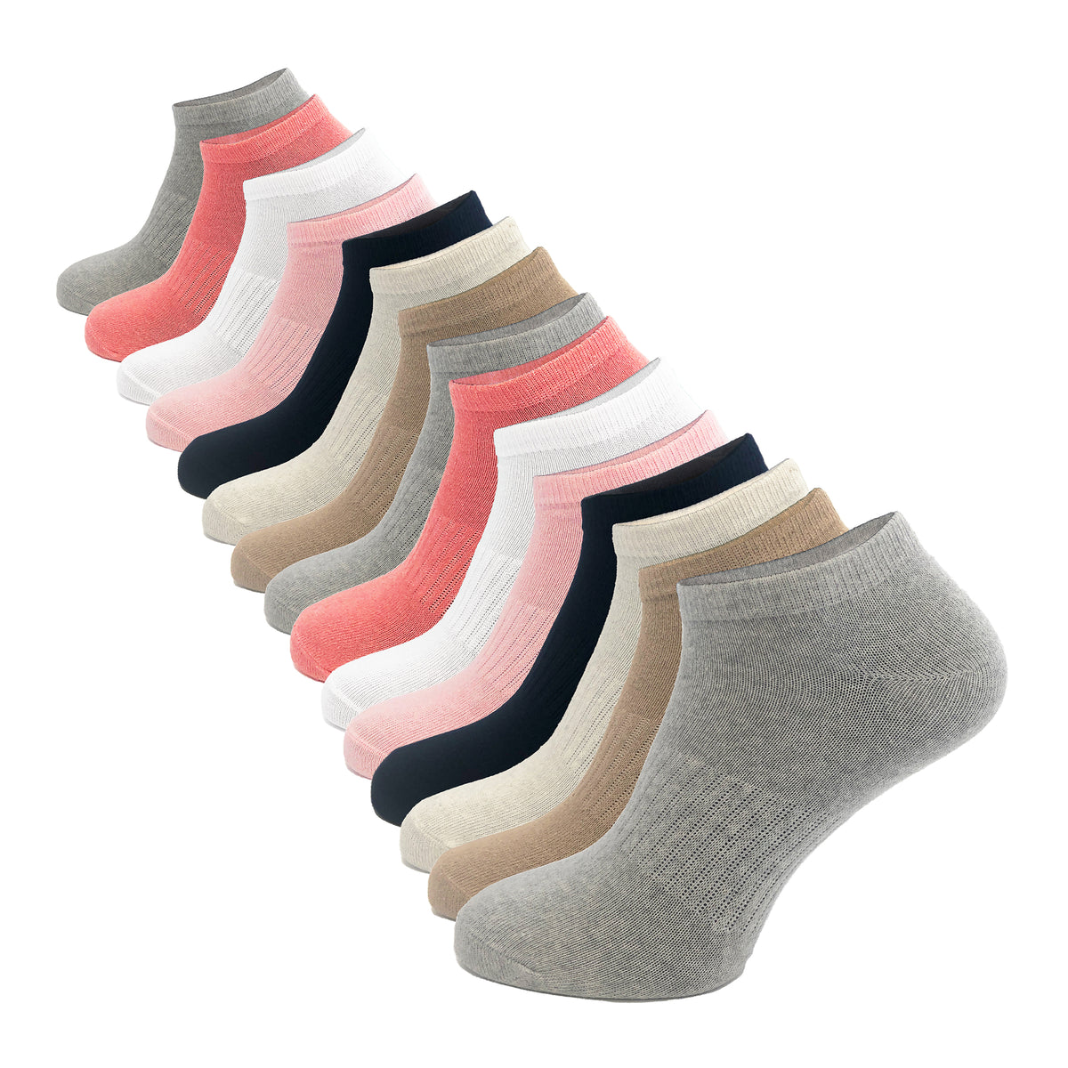 Ladies 15 Pack Cotton Blend Colour Mix Trainer Liners