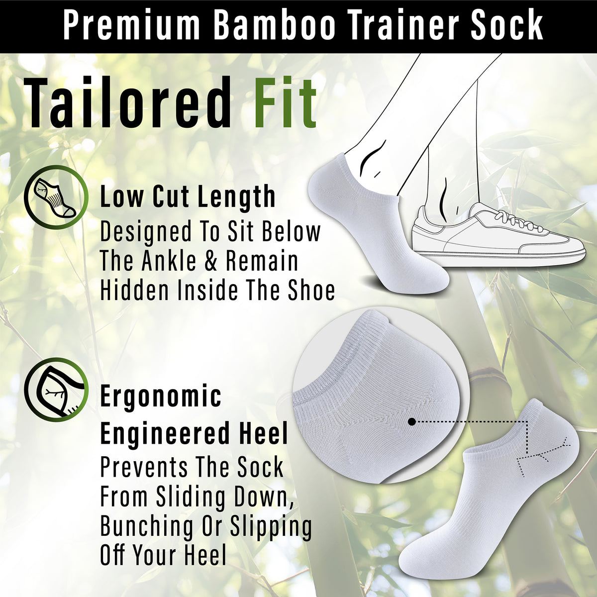Mens 6pk Bamboo Assorted Trainer socks