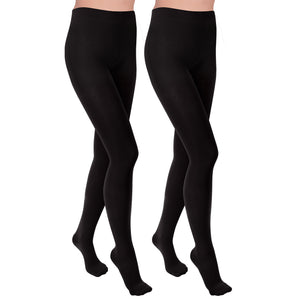 Womens 2pk Black Cosy Tights