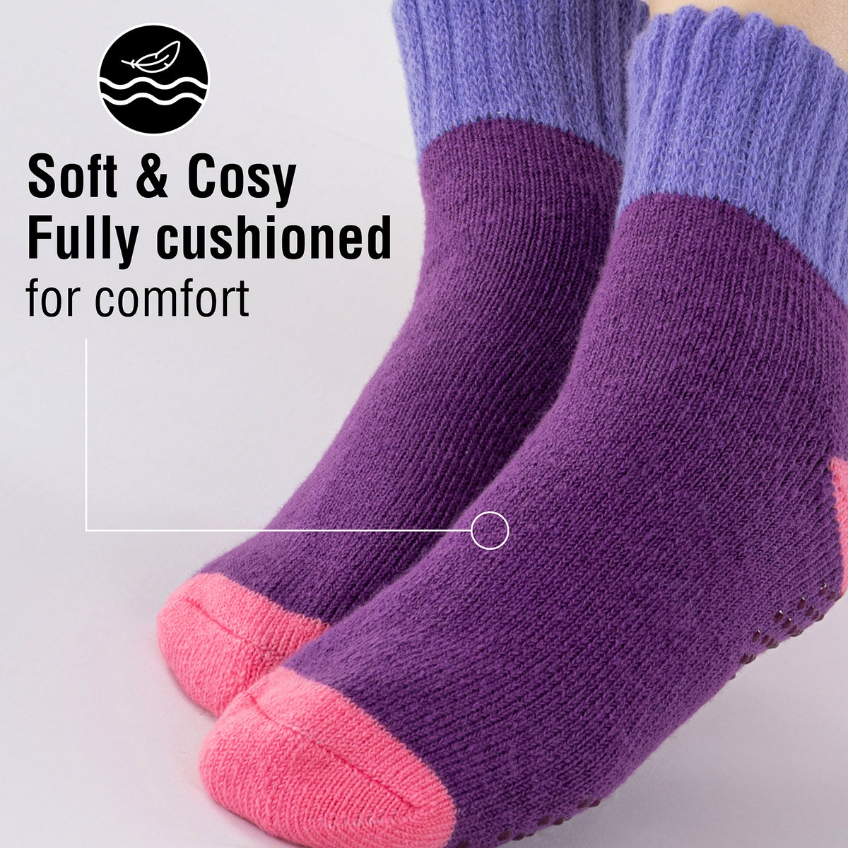 Womens 3 pack Brushed Lounge Socks Bright Block