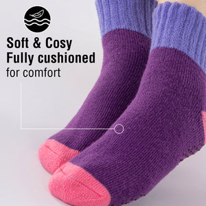 Womens 3 pack Brushed Lounge Socks Bright Block