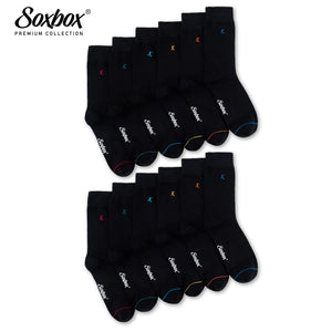 Mens 12PK Black Embroidery Socks - Soxbox