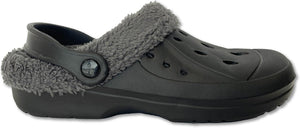 Mens Cosy Fleece Lined Black Clogs