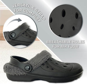 Mens Cosy Fleece Lined Black Clogs