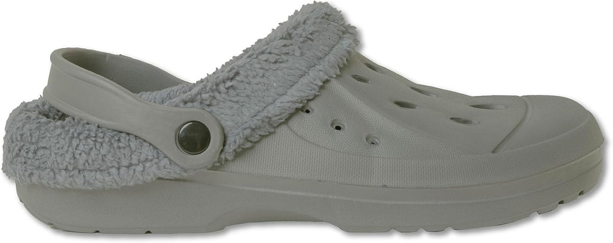 Mens Fleece Lined Grey Clogs