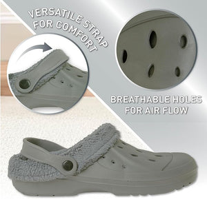 Mens Fleece Lined Grey Clogs