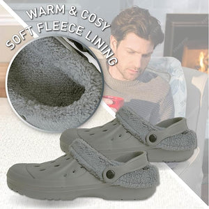 Mens Fleece Lined Grey Clogs