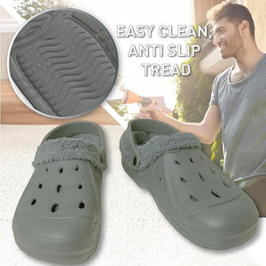 Mens Fleece Lined Grey Clogs