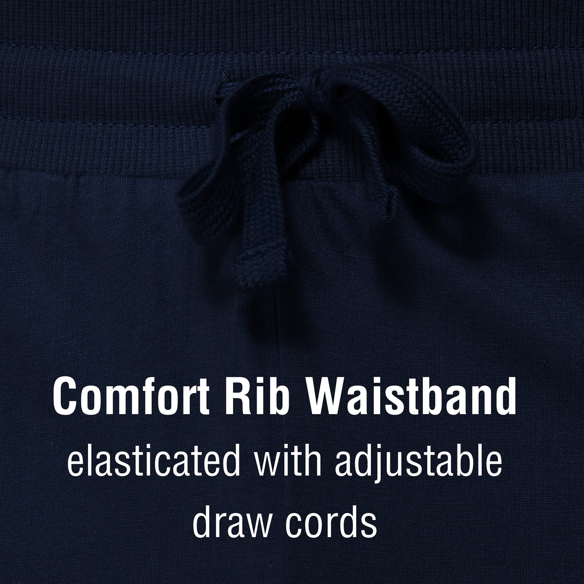 Navy Cuffed Louge Pants With Ribbed Waistband