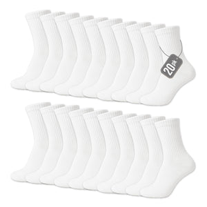 Mens 20PK Terry White Sports Socks