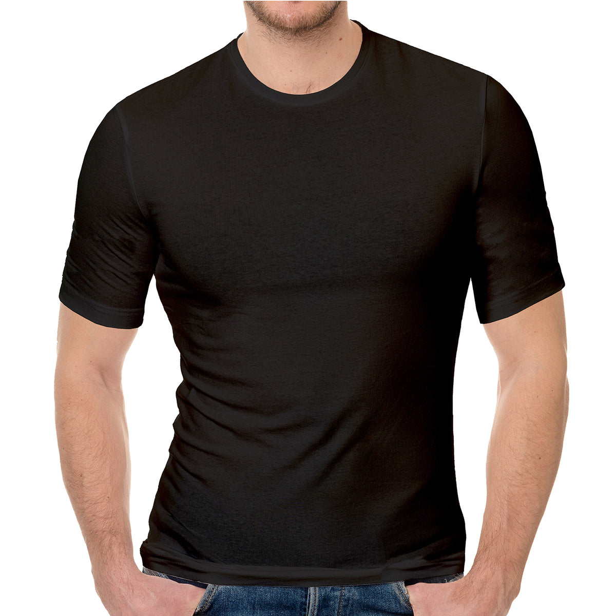 Mens Thermal Underwear Short Sleeve Top Black