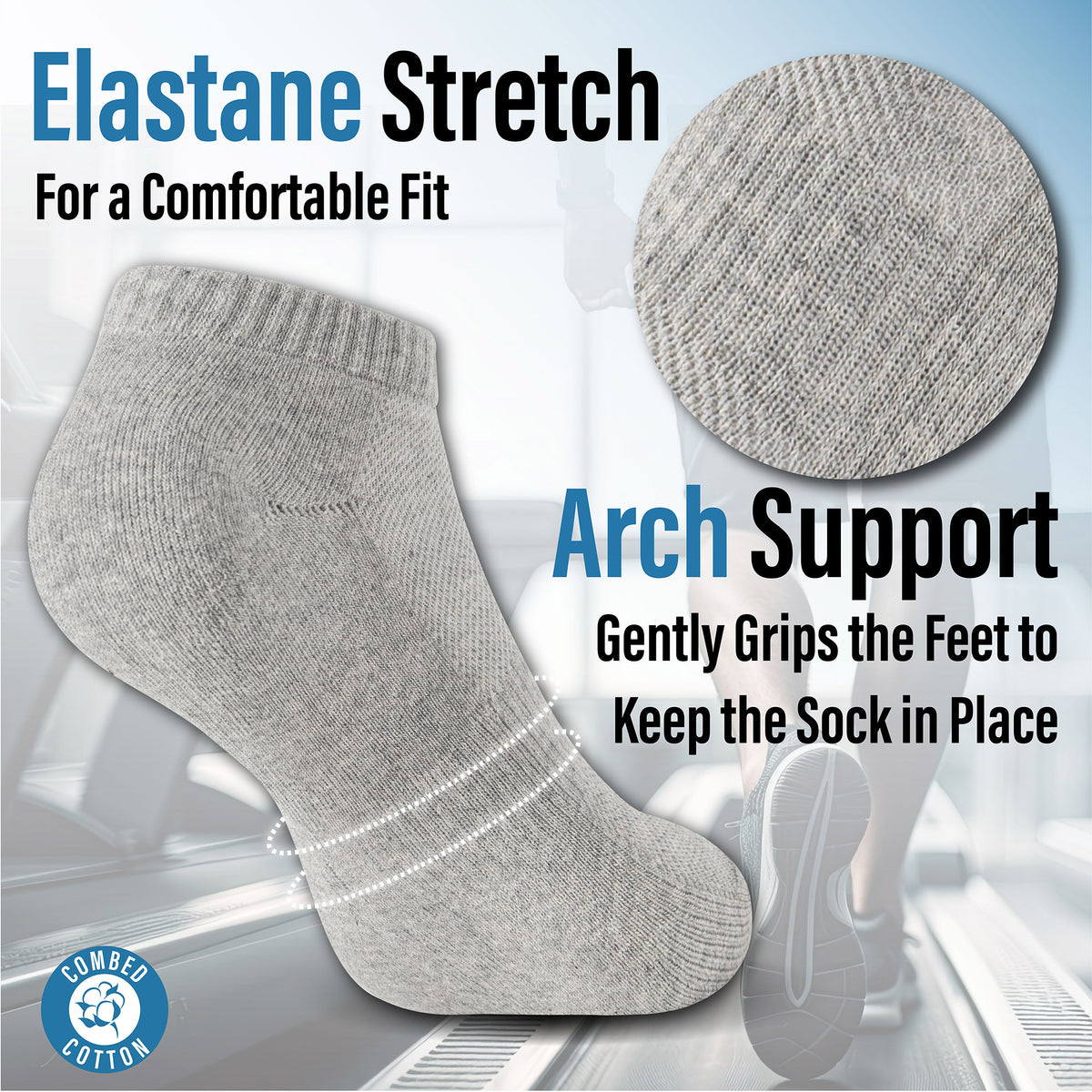 Mens 6pk Half Terry Trainer Assorted Socks
