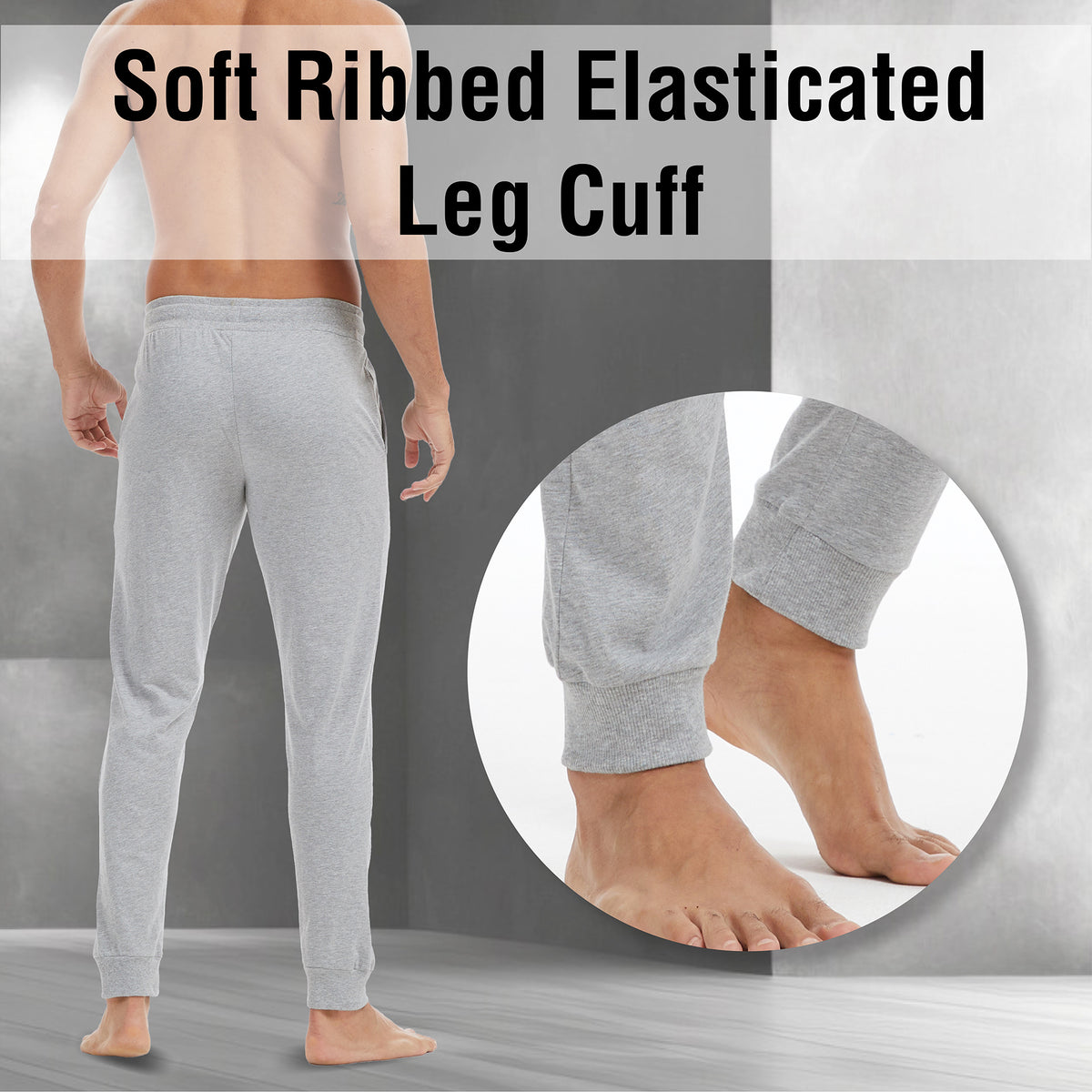 Mens 2PK Khaki/Grey Lounge Pants - Cuffed