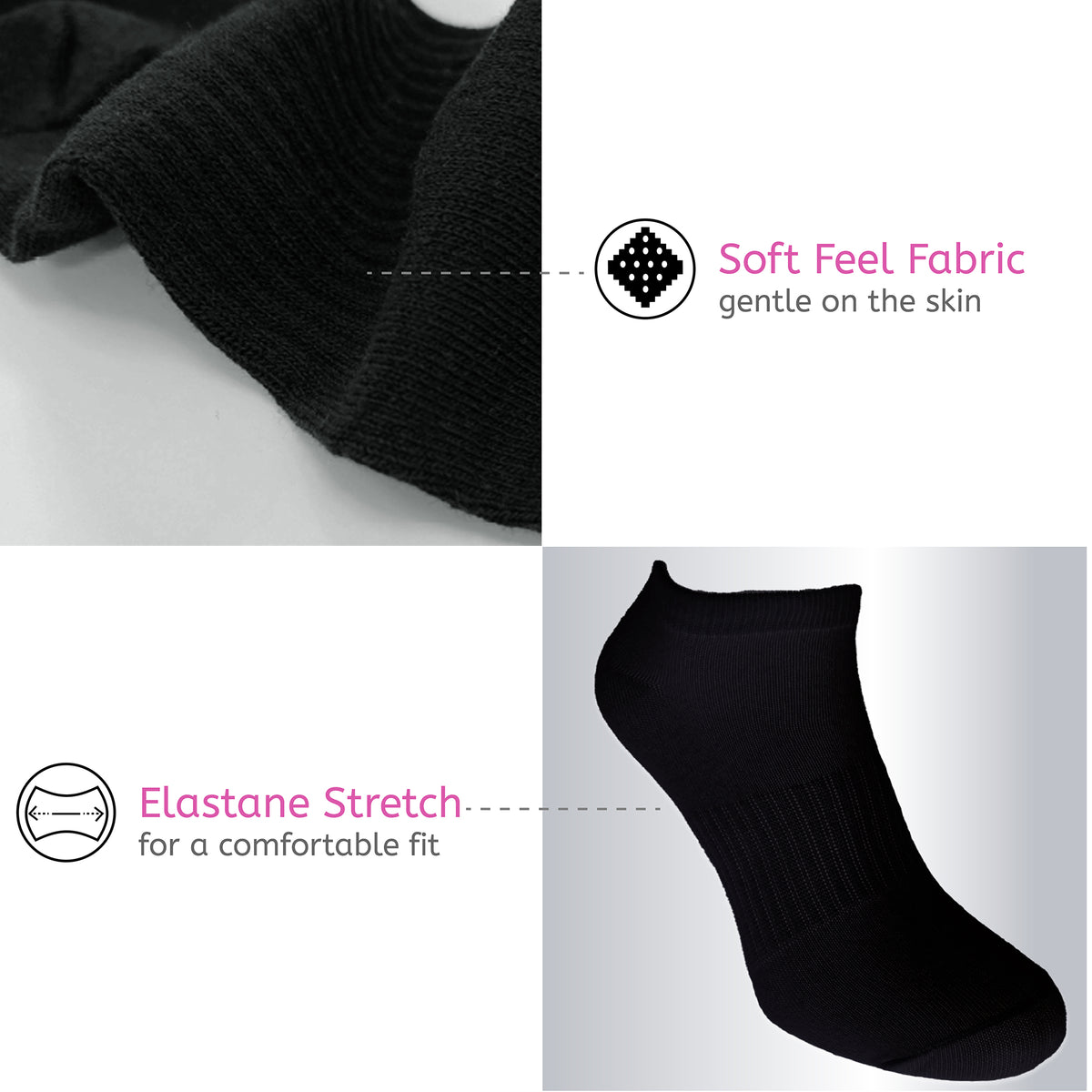 Ladies 12PK Trainer Liner Socks Black