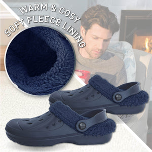 Mens Fleece Lined Clogs navy