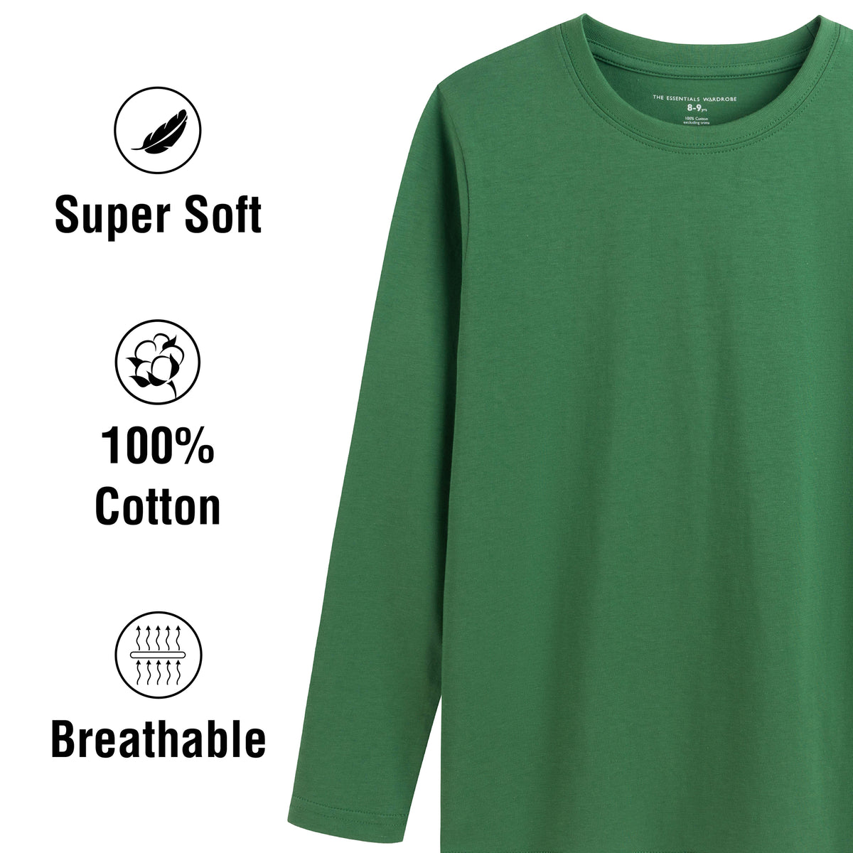 Boys TEW 3 Pack LS T- Shirt Petrol/Olive/Stone