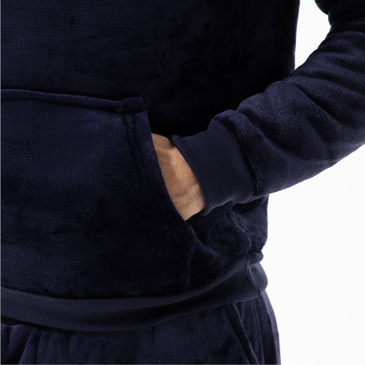 Mens Flannel & Sherpa Lined Black/Red LS Pyjamas Set