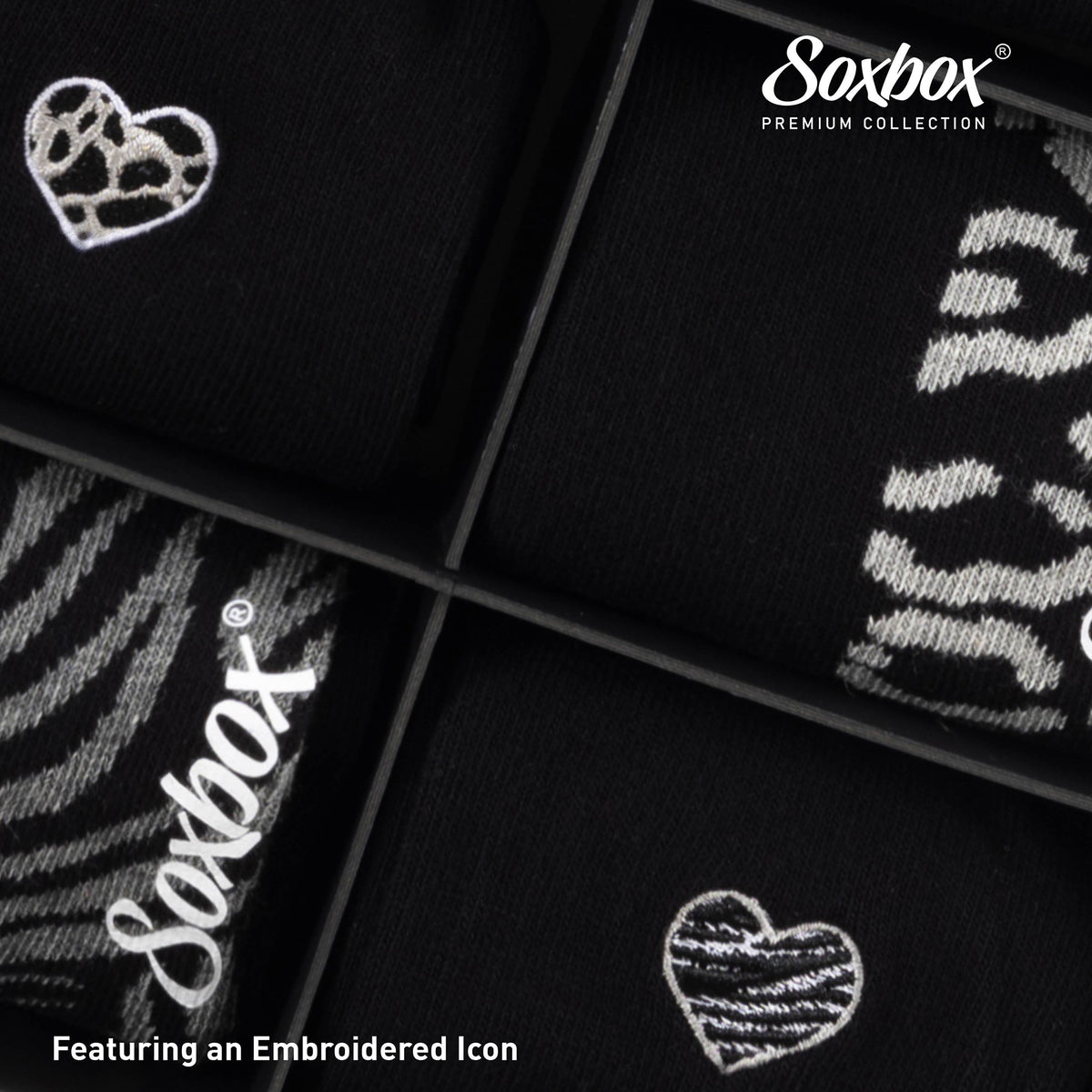 Womens 6PK Soxbox Embroidery Socks