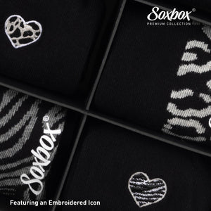 Womens 6PK Soxbox Embroidery Socks