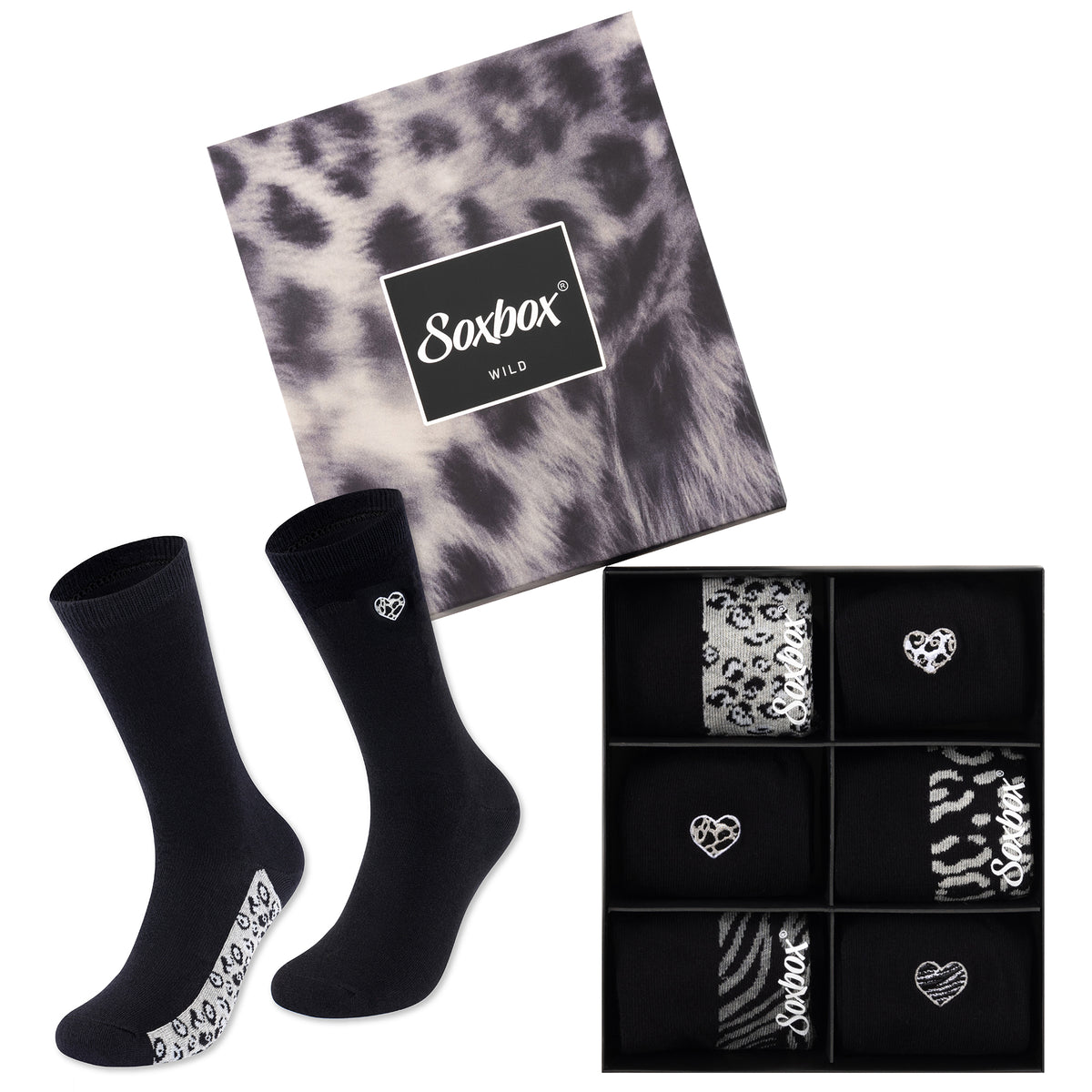 Womens 6PK Soxbox Embroidery Socks