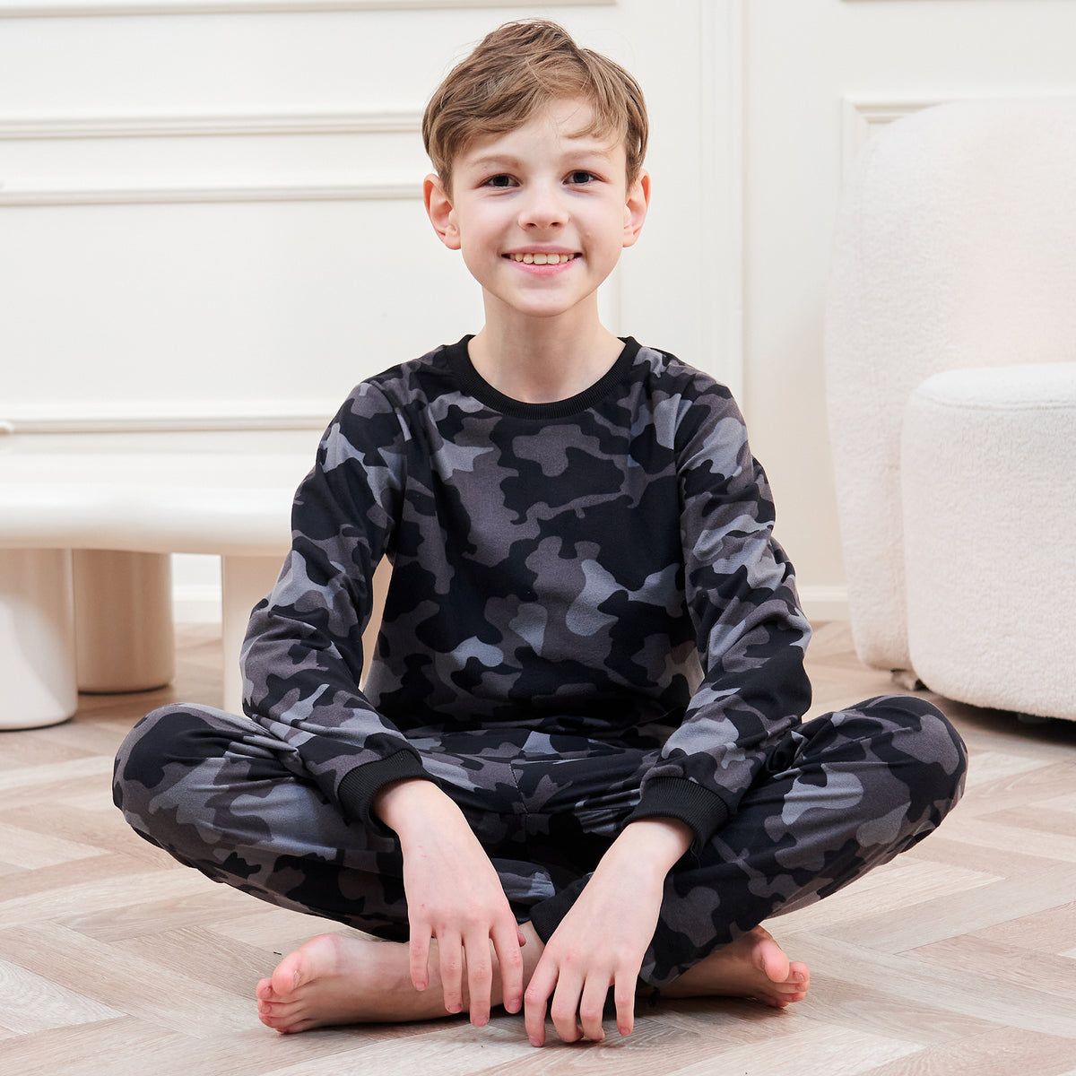 Boys Grey Camo Pyjama Set