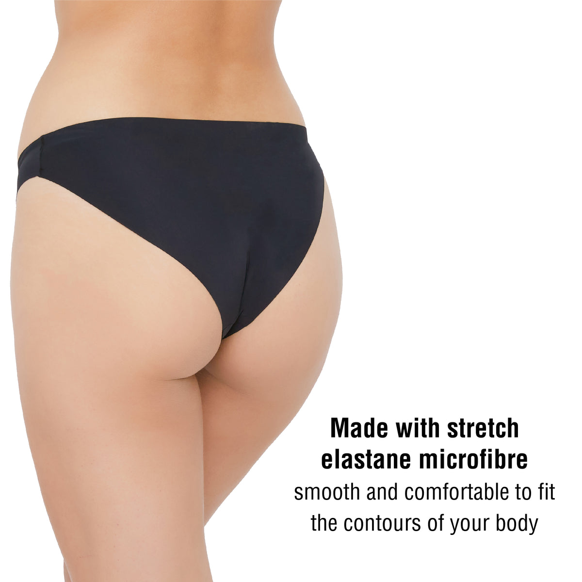 Womens 5PK No VPL Black Bikini Briefs