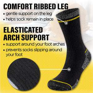 Mens 6 Pack Premium Cotton Blend Mixed Work Socks