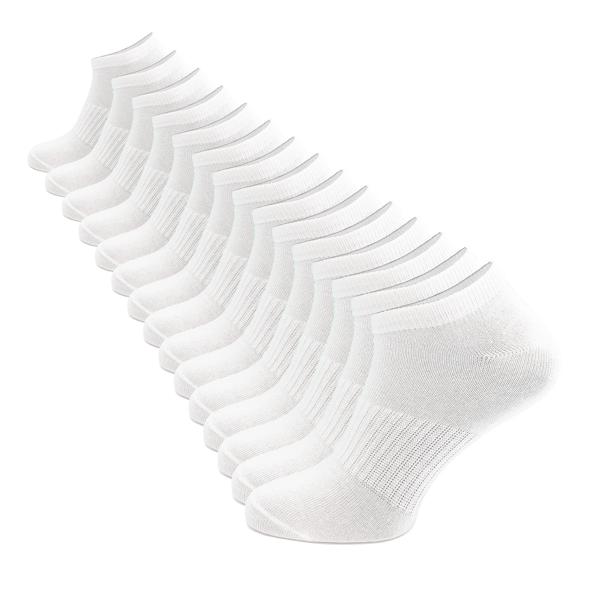 Ladies 15 Pack Cotton Blend White Trainer Liners