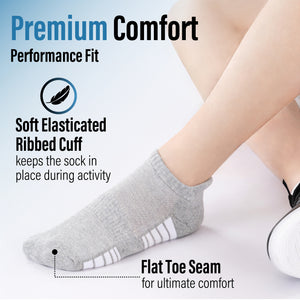 Womens 6pk Striped Half Terry White/Grey Trainer Socks