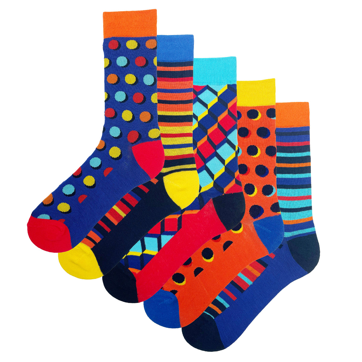 Mens Geo/Stripes/Dots Socks 5 Pack