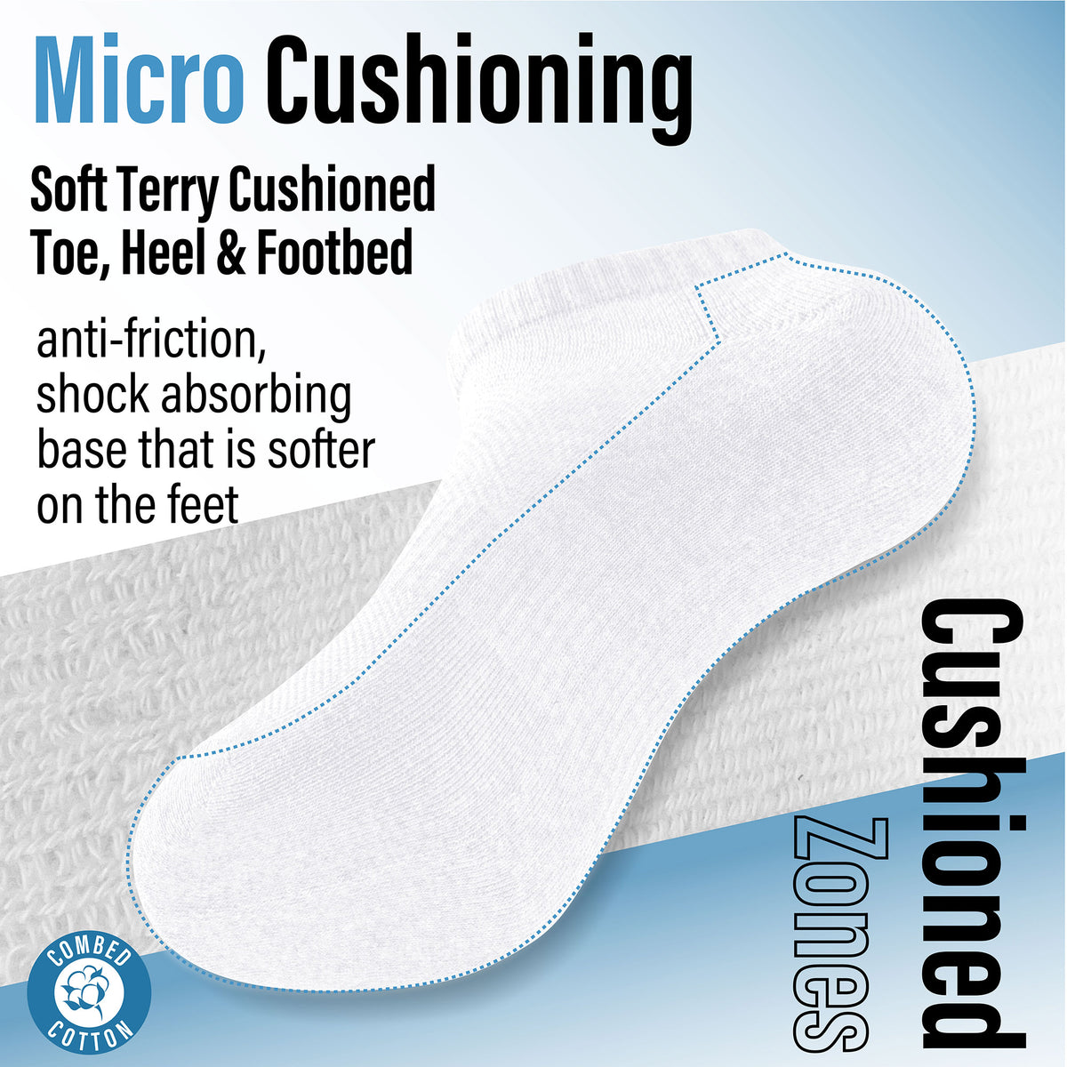 Womens 6pk Half Terry whiteTrainer Socks