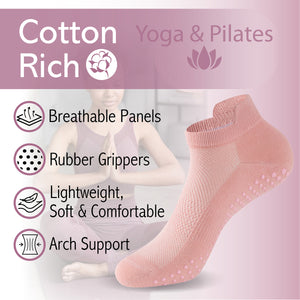 Womens 4pk Yoga & Pilates Pastel Trainer Socks