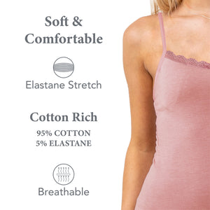 Ladies 1PK TEW Lace Cami Vest Rose