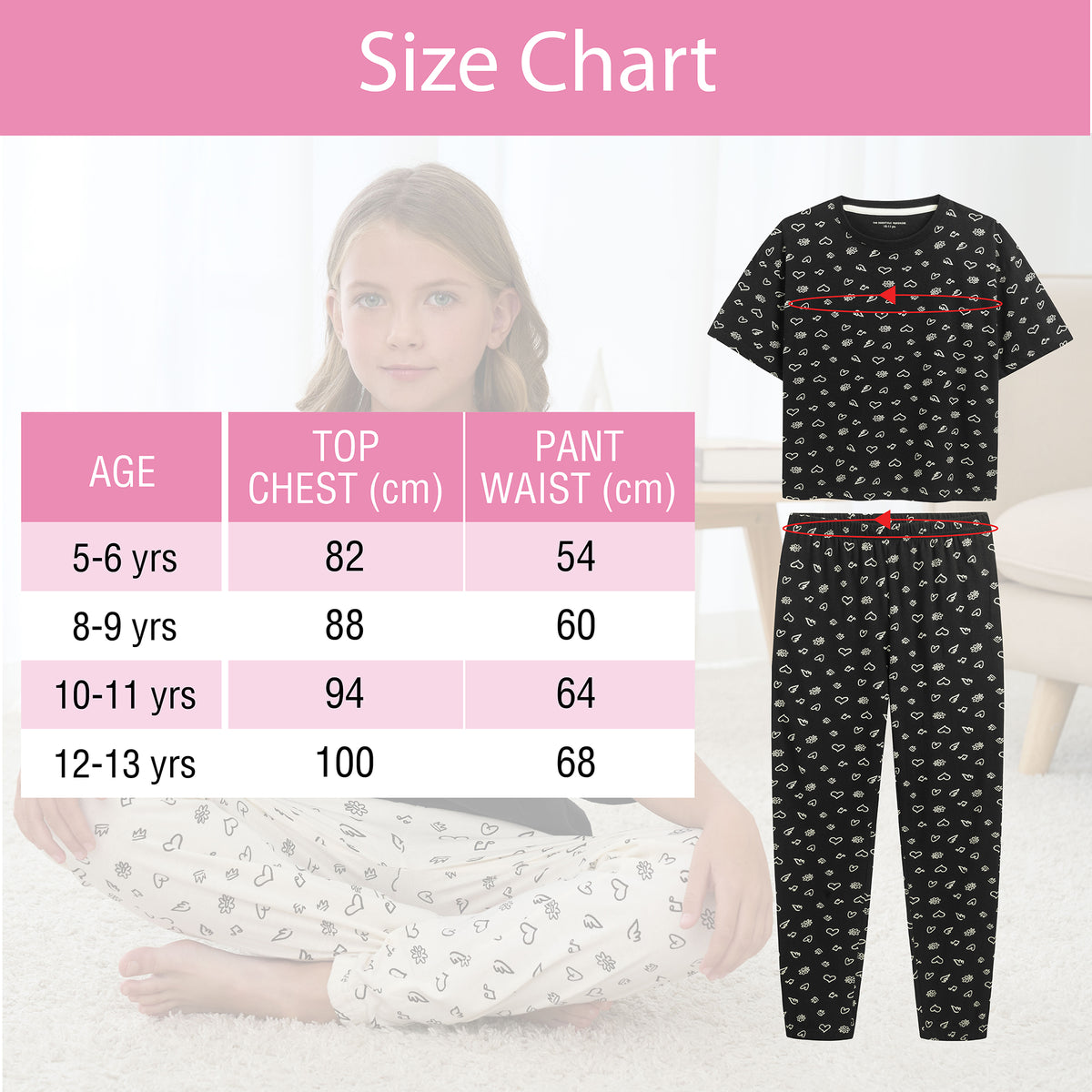 Girls 3PK Doodle SS Long Pyjamas