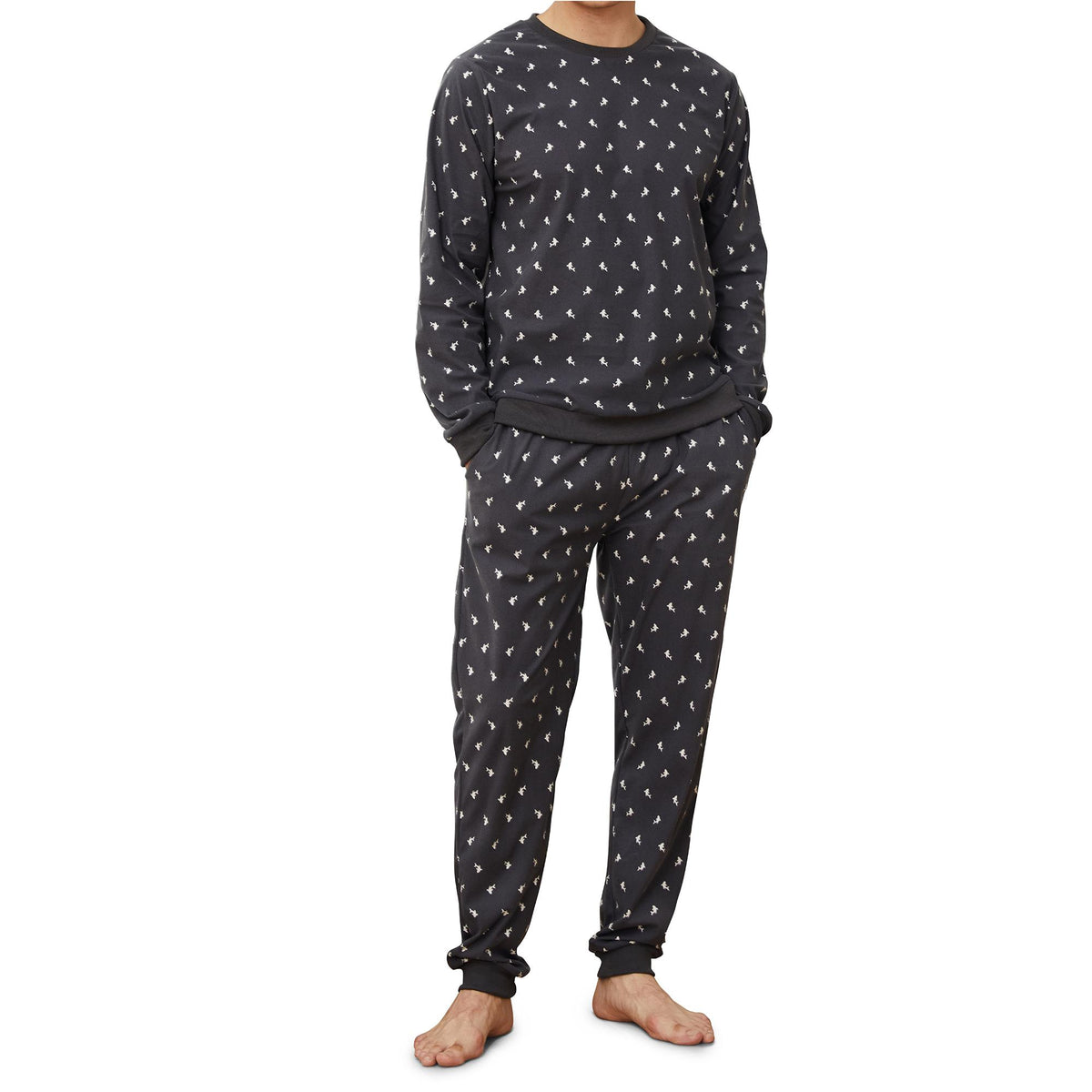Mens LS Pyjamas Set - Fake Cotton Blue checks