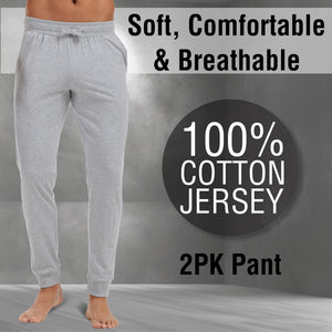 Mens 2PK Khaki/Grey Lounge Pants - Cuffed