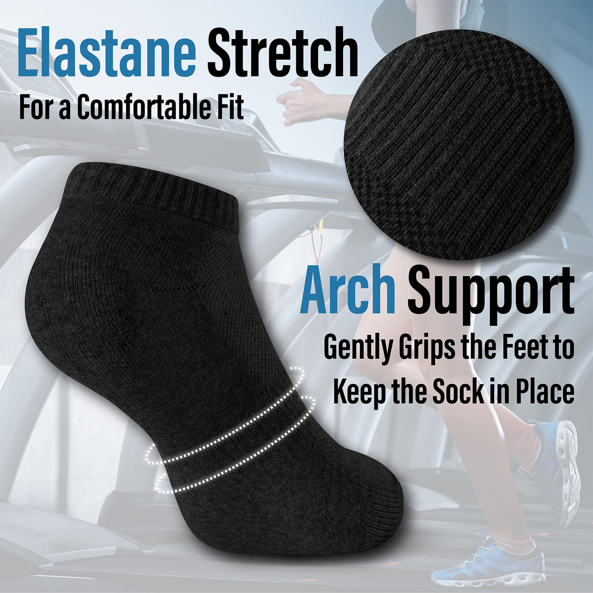 Womens 12pk Half Terry Black Trainer Socks