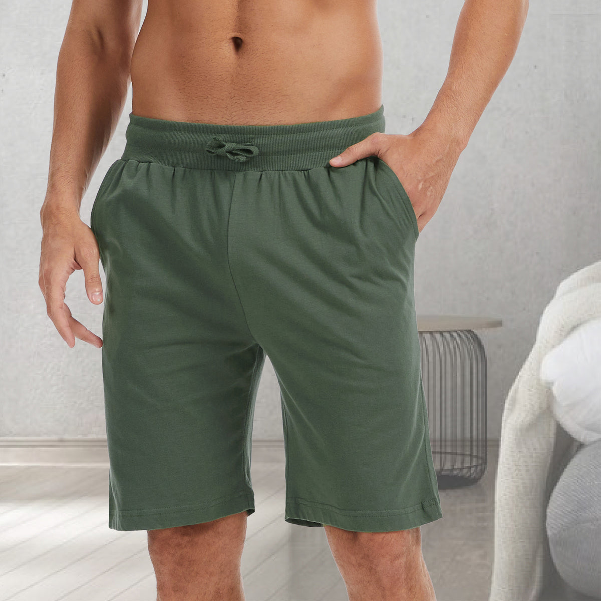 Mens 3PK Blue/Khaki Lounge Shorts