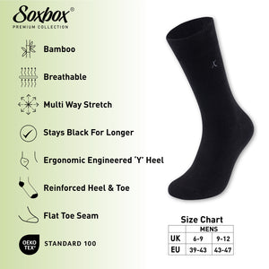 6PK Mens Bamboo Socks Black